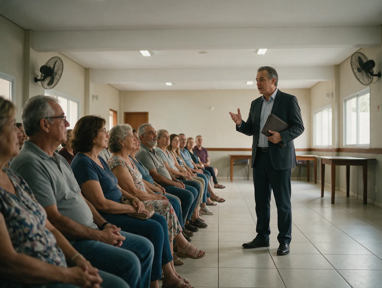 Assembleia de moradores no salão do condomínio